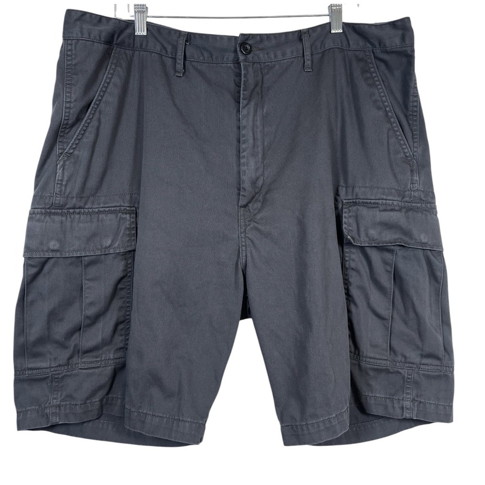 LEVI'S Sz 40 Cargo Shorts‎ Men's Dk Gray Logo Pockets Thick Heavyweight Cotton